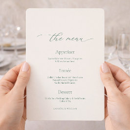 ミニマルセージグリーン結婚式メニューカード 招待状
