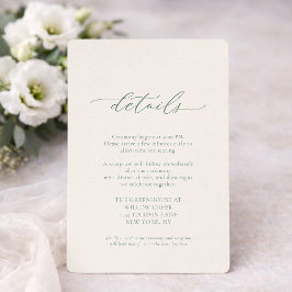 ミニマルセージグリーン結婚式詳細カード 招待状