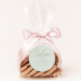 ミニマルセージグリーン&フェイク金ゴールド結婚式の引き出物 ラウンドシール