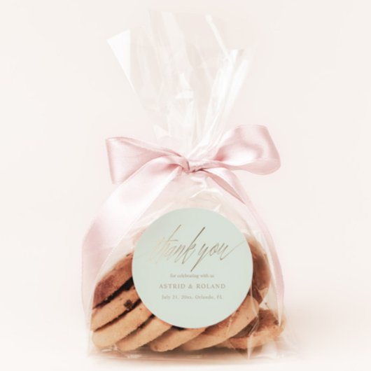 ミニマルセージグリーン&フェイク金ゴールド結婚式の引き出物 ラウンドシール