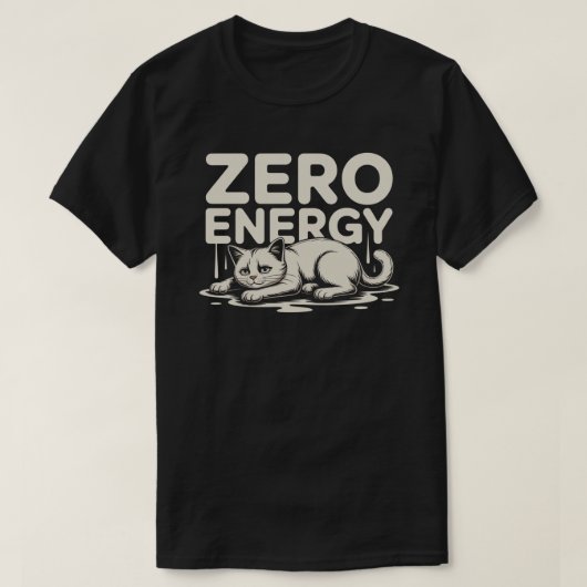ミニマルゼロエネルギー猫デザイン Tシャツ (デザイン正面)