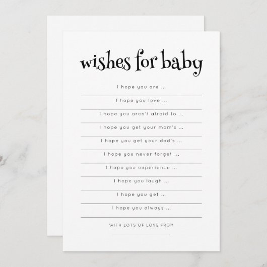 ミニマルタイポグラフィが赤ちゃんシャワーカードを希望 招待状 (正面/裏面)