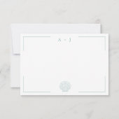 ミニマルタイポグラフィアクア&ホワイトシェル結婚ズ セーブザデート (裏面)