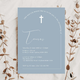 ミニマルタイポグラフィアルチブルーアーチバプテスマ 招待状