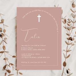 ミニマルタイポグラフィアーチピンクアーチバプテスマ 招待状