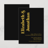 ミニマルタイポグラフィウェディングレセプション エンクロージャーカード (正面/裏面)