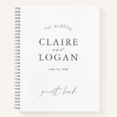 ミニマルタイポグラフィエレガントウェディングゲストブック ノートブック (正面)
