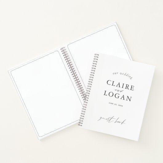 ミニマルタイポグラフィエレガントウェディングゲストブック ノートブック (内部)