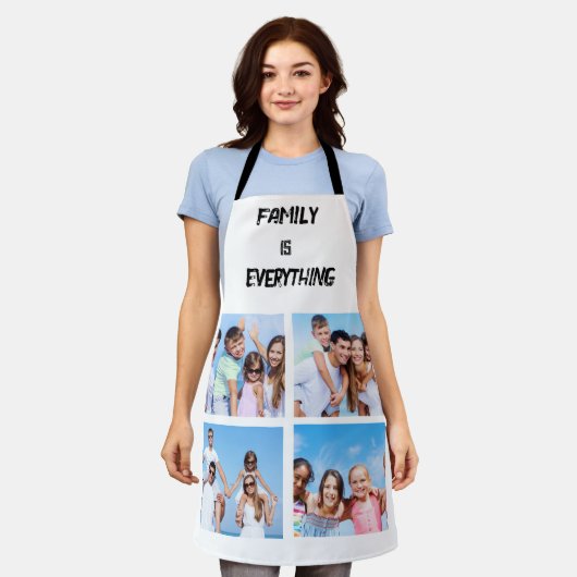 ミニマルタイポグラフィカスタムコラージュ写真 エプロン (着用した状態)