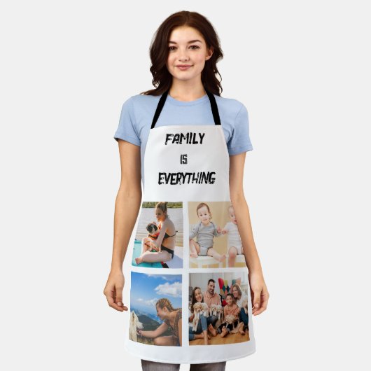 ミニマルタイポグラフィカスタムコラージュ写真 エプロン (着用した状態)