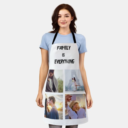 ミニマルタイポグラフィカスタムコラージュ写真 エプロン (着用した状態)