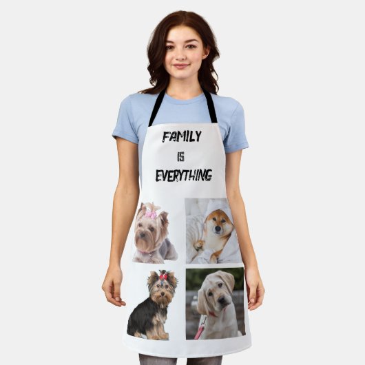 ミニマルタイポグラフィカスタムコラージュ写真 エプロン (着用した状態)