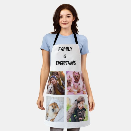 ミニマルタイポグラフィカスタムコラージュ写真 エプロン (着用した状態)