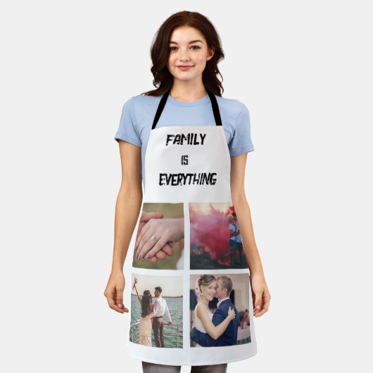 ミニマルタイポグラフィカスタムコラージュ写真 エプロン (着用した状態)