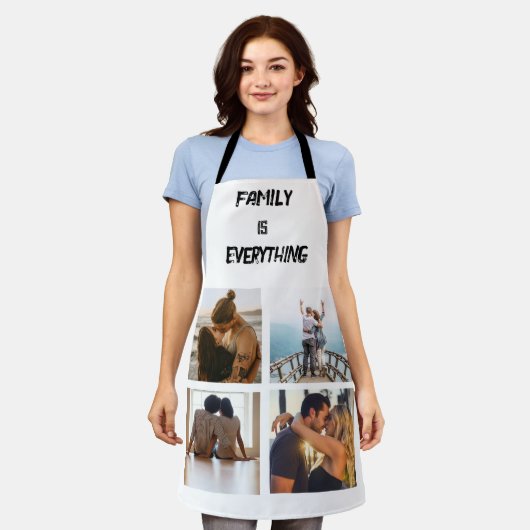 ミニマルタイポグラフィカスタムコラージュ写真 エプロン (着用した状態)