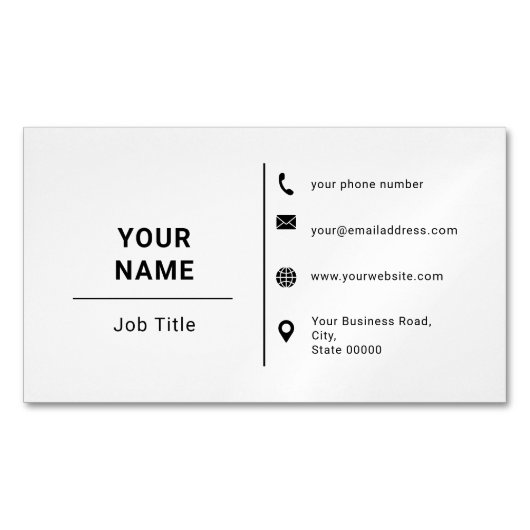 ミニマルタイポグラフィカスタムロゴ白黒 マグネット名刺 (正面)