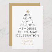 ミニマルタイポグラフィクリスマスウィーズ金ゴールド シーズンカード (正面/裏面)