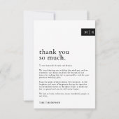 ミニマルタイポグラフィシック・モノグラム結婚フォト サンキューカード (裏面)