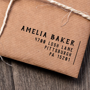 ミニマルタイポグラフィシンプルモダン差出人住所 ラバースタンプ