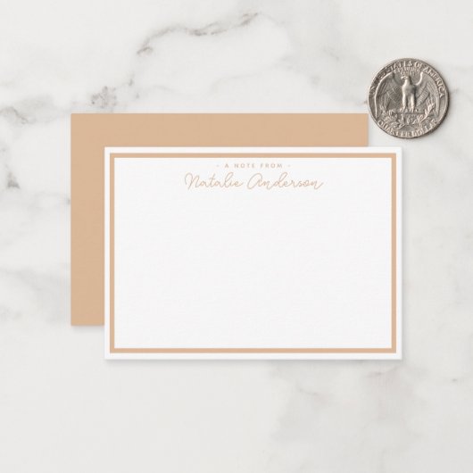 ミニマルタイポグラフィスカジュアルクリプトPastelオレンジ ノートカード (正面/裏面インサイチュ)