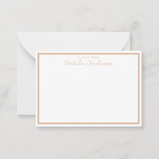 ミニマルタイポグラフィスカジュアルクリプトPastelオレンジ ノートカード (正面)