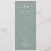 ミニマルタイポグラフィセージ結婚グリーンのメニューカード メニュー (正面)