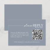 ミニマルタイポグラフィダスティブルーQR RSVPカード (正面/裏面)