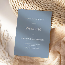 ミニマルタイポグラフィダスティー結婚ブルー セーブザデート