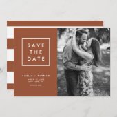 ミニマルタイポグラフィテラコッタ写真 セーブザデート (正面/裏面)