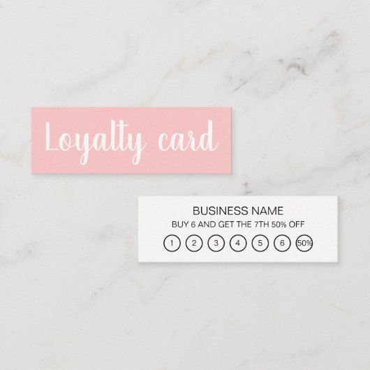 ミニマルタイポグラフィトレンディーピンクロイヤリティカード スキニー名刺 (正面/裏面)