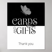 ミニマルタイポグラフィバタフライカードとギフト ポスター (正面)