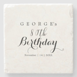 ミニマルタイポグラフィバースデーパーティーデザイン ストーンコースター