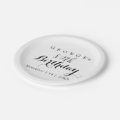 ミニマルタイポグラフィバースデーパーティーデザイン ペーパープレート (アングル)