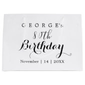 ミニマルタイポグラフィバースデーパーティーデザイン ラージペーパーバッグ (正面)