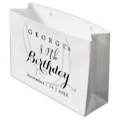 ミニマルタイポグラフィバースデーパーティーデザイン ラージペーパーバッグ (裏面アングル)