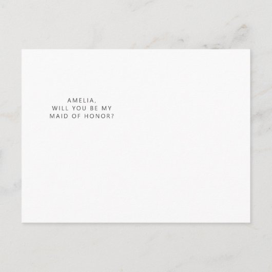 ミニマルタイポグラフィフォトメイド・オブ・オーナー（花嫁付き添い人）提案 ポストカード (裏面)