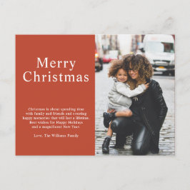 ミニマルタイポグラフィフォトメリークリスマスコーラル シーズンポストカード