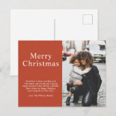 ミニマルタイポグラフィフォトメリークリスマスコーラル シーズンポストカード (正面/裏面)