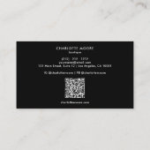 ミニマルタイポグラフィブティックブラックQRコード 名刺 (裏面)