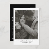 ミニマルタイポグラフィブラックモノグラム結婚写真 サンキューカード (正面/裏面)