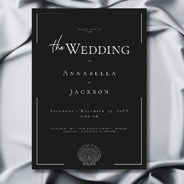 ミニマルタイポグラフィブラック&ホワイトシェル結婚ズ 招待状