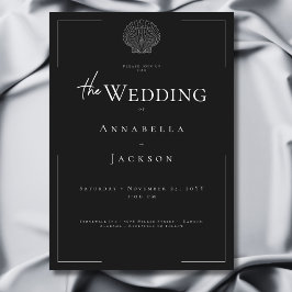 ミニマルタイポグラフィブラック&ホワイトシェル結婚ズ 招待状