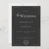ミニマルタイポグラフィブラック&ホワイトシェル結婚ズ 招待状 (正面)