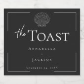 ミニマルタイポグラフィブラック&ホワイトシーシェル結婚ズ スパークリングワインラベル (シングルラベル)