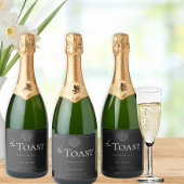 ミニマルタイポグラフィブラック&ホワイトシーシェル結婚ズ スパークリングワインラベル