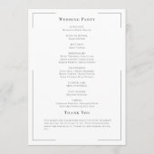 ミニマルタイポグラフィブラック&ホワイトシーシェル結婚ズ プログラム (裏面)