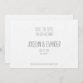 ミニマルタイポグラフィブラック&ホワイト日付を保存 セーブザデート (正面/裏面)