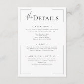 ミニマルタイポグラフィブラック&ホワイト結婚ズ詳細 エンクロージャーカード (正面)