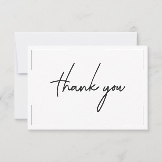 ミニマルタイポグラフィブラック&ホワイト結婚ズ サンキューカード (正面)