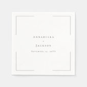 ミニマルタイポグラフィブラック&ホワイト結婚ズ スタンダードカクテルナプキン (正面)